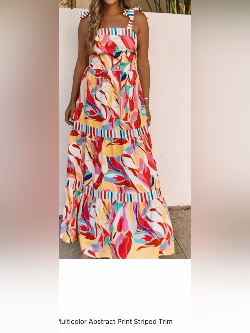 Colorful floral and Striped summer Dress
